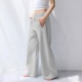 thumbnail image 6 of Solid Color Women's Casual Wide-Leg Pants - Elastic Waistband Side Pockets, Trendy Loose-Fit Pants for Daily Wear, Office Casual & Friend Gatherings Gray XXL, 6 of 9
