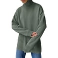 thumbnail image 2 of IMENGL Chandail Ample à Col Roulé en Tricot Automne Hiver, Vert m, Taille M-L, 2 of 7