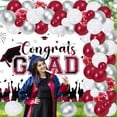 thumbnail image 2 of 67Pcs Congrats Grad Decorations 2024, Burgundy Red Graduation Decor with Congrats Grad Backdrop Red Silver Confetti Balloon Garland Arch Kit for Class of 2024 Grad Prom Graduation Supplies, 2 of 7