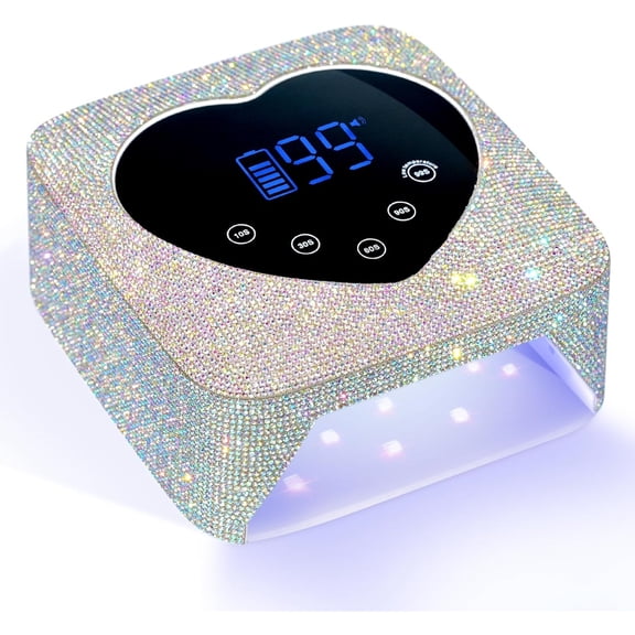 UV LED Nail Lamp 72W Rechargeable Sparkly Wireless Nail Dryer Gel Polish Light with 5 Timer Setting Professional Quick Dry Curing Lamp with Display Auto Sensor for Salon & Home