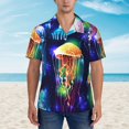 thumbnail image 4 of Balery Transparent Jellyfishes Print Men's Hawaiian Shirts Short Sleeve Beach Shirt Relaxed Fit Vacation Button Down Shirts-X-Large, 4 of 9