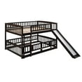thumbnail image 4 of Harper & Bright Designs Full Over Full Bunk Bed with Slide, Low Wooden Full Size Bunk Bedframe with Fence and Ladder, Espresso, 4 of 13