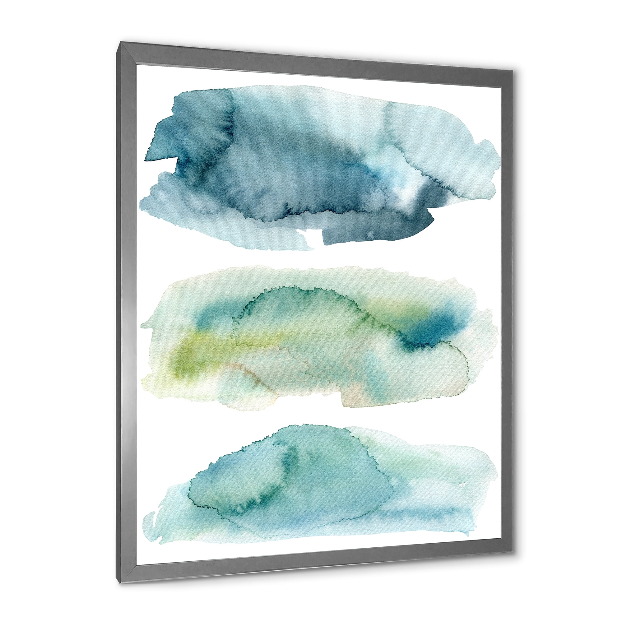 Designart 'Green and Blue Clouds' Modern Framed Art Print