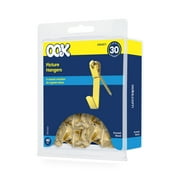 Ook Picture Hangers, 30 lbs, Steel Picture Hooks, Brass, Gold, 40 pack