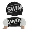thumbnail image 5 of Unique Bargains 1 Pc Silicone Waterproof Letter Swim Cap Black White, 5 of 5