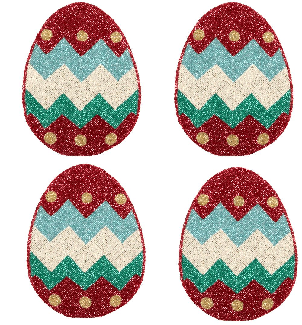 Northeast Home Goods Easter Egg Beaded Placemats, Set of 4 (Zigzag