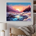 thumbnail image 2 of Designart "Serene Winter Pond Mountain Sunset" Oversized Landscapes Framed Wall Art - Traditional Yellow Mountains Winter Hallway Framed Wall Art Decor, 2 of 7