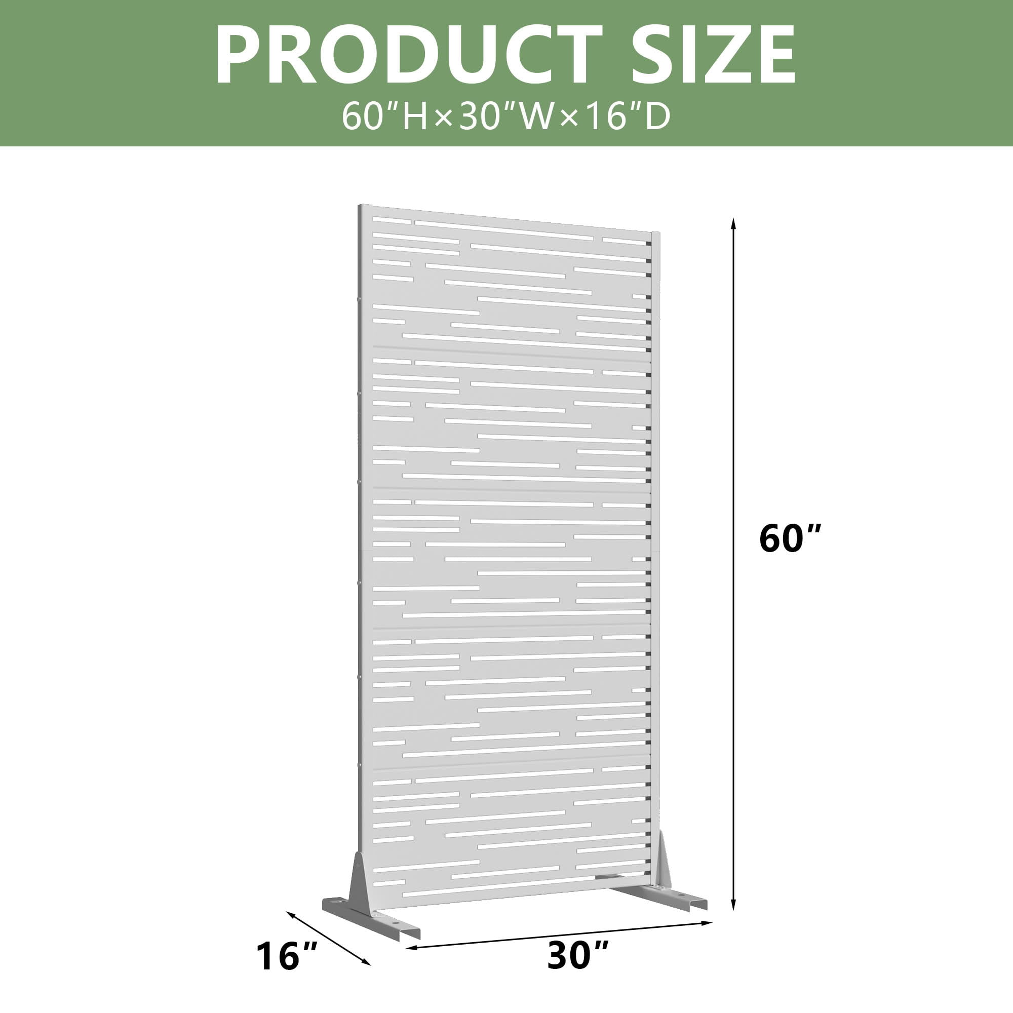 MAYEERTY Outdoor Metal Privacy Screen 5ft White, 5-Panel Light & Shadow Pattern, Rust-Resistant for Garden