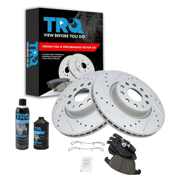 TRQ Front Ceramic Brake Pad & Performance Rotor Kit w/Chemicals BKA15566 Fits select: 2012-2019 VOLKSWAGEN PASSAT, 2009-2017 VOLKSWAGEN TIGUAN