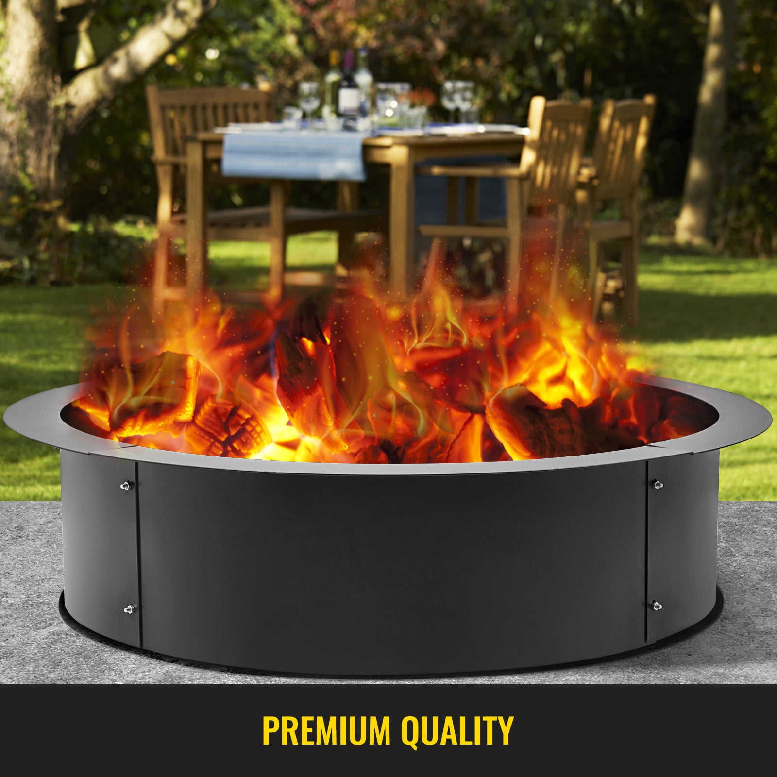 Backyard 36 x 30 x 10 Inch Fire Pit Ring 36-Inch Outer/30-Inch Inner Diameter Heavy Duty 2mm Metal Steel Rim DIY Fire Pit Rim Above or In-Ground for Camping Outdoors 