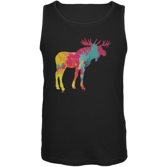 Splatter Moose Black Adult Tank Top - 2X-Large