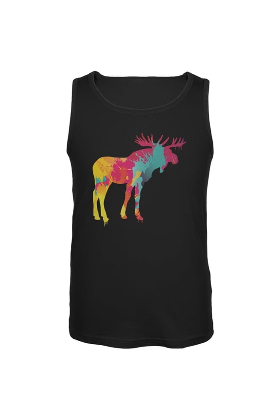 Splatter Moose Black Adult Tank Top - 2X-Large