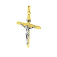 thumbnail image 2 of Precious Stars 14K Two-Tone Solid Gold Crucifix Religious Unisex Pendant with 24" Chain Necklace, 2 of 7