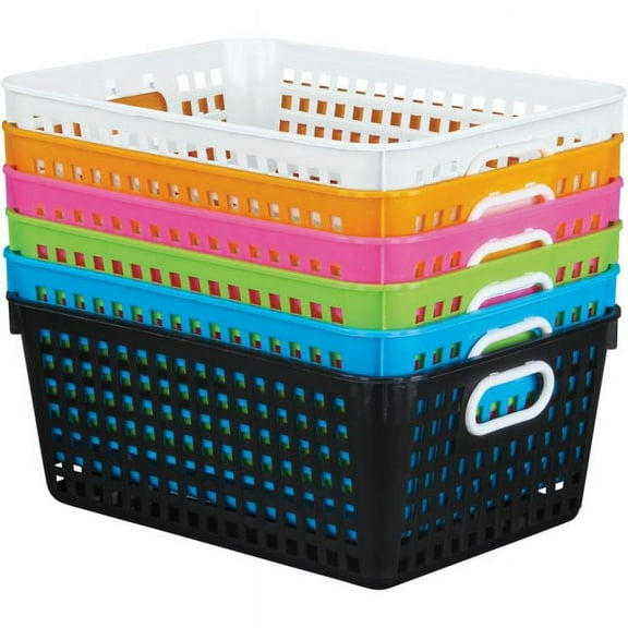 Really Good Stuff Neon Pop 6-Pack Book Baskets, Large