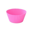 thumbnail image 1 of Xiao Hua Molde redondo de silicona reutilizable para hornear muffins, juego de 12, color rosa, 1 of 5