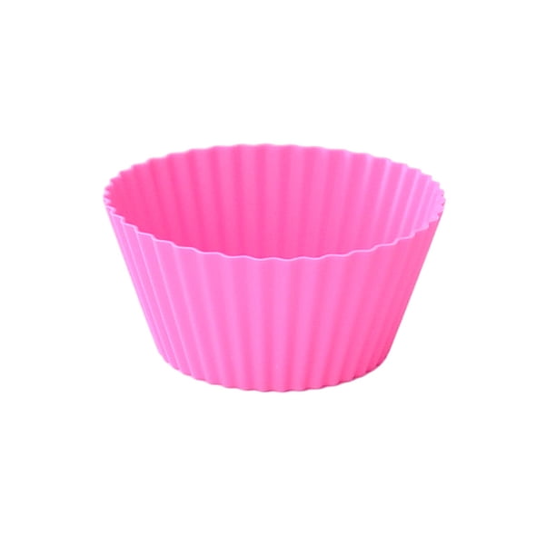 Xiao Hua Molde redondo de silicona reutilizable para hornear muffins, juego de 12, color rosa