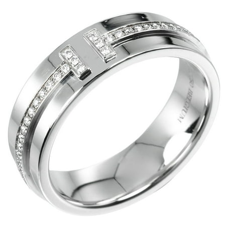 Pre-Owned Tiffany & Co. T TWO Wide Size 10 Ring, K18WG White Gold, Diamond, Approx.... (Good)