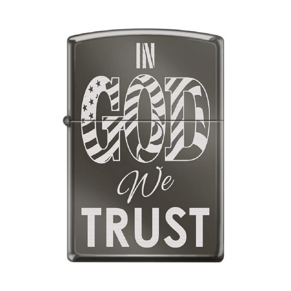 Zippo Lighter - Personalized Message Engraved on Backside Americana Eagle USA Flag Patriotic Windproof Lighter (in God We Trust #Z6028)