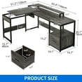 thumbnail image 4 of Uforic 65" L Shaped Desk with Lift Top & Monitor Stand, Computer Desk with File Drawer, Corner Desk Office Desk Executive Desk with Storage Shelves for Home Office, Gray, 4 of 12