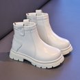 thumbnail image 5 of Cethrio Little Girls Ankle Boots, Outdoor Side Zipper Round Toe Soft Sole Fall Winter Shoes White Size 11.5 Little Kids, 5 of 6