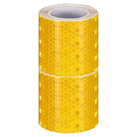 Uxcell 2 Rolls Reflective Tape 2"x10ft Adhesive Night Safety Warning Tapes Outdoor Bicycle Adhesive Reflector Stickers for Vehicles Trailers Trucks Bike Cars Signs, Gold Yellow