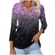 thumbnail image 2 of Fiudx Ofertas Flash Del Día Solo En Línea Camiseta de Manga 3/4 con Solapa y Cuello En V a Juego para Mujer, 2 of 5