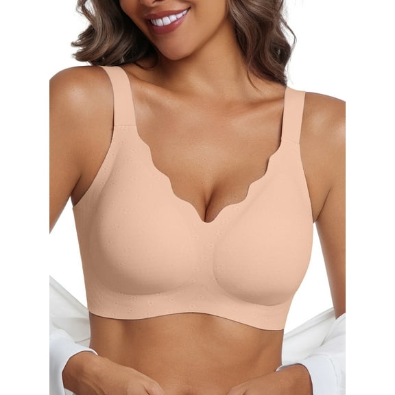 MINTREUS Womens Seamless Bra No Underwire Comfort Push up Bras Lift bra Soft Wireless Bralette Full Coverage