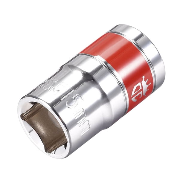 Zócalo poco profundo de 1/2-pulgada por 15mm con banda roja, Cr-V, 12 puntos, métrico