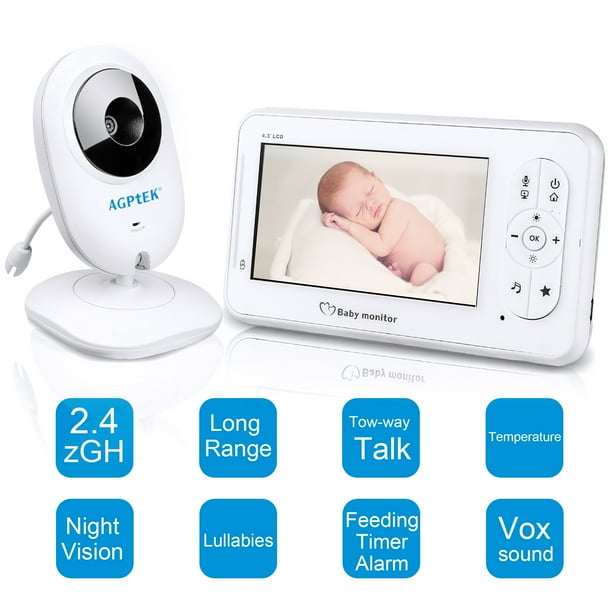 Fitnate 4 3 Video Baby Monitor 2 4ghz Wireless Camera With Temperature Sensor 2 Way Talk Night Vision And Lullaby Walmart Com Walmart Com