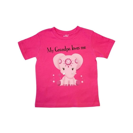 

Inktastic Aditi My Grandpa loves me Pink Elephant beautiful Gift Toddler Toddler Girl T-Shirt