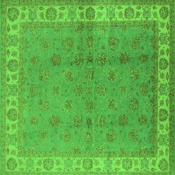Ahgly Company Indoor Square Oriental Green Industrial Area Rugs, 3' Square
