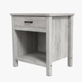 thumbnail image 1 of Farmhouse End Table-Modern Wood Beside Table with 1-Drawer ＆ Open Compartment, Small Square Nightstand, Rustic Side Table with Storage Shelf for Bedroom, Living Room, Gray, 1 of 7