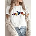 thumbnail image 2 of [1pc Cotton T-Shirt] 1pc Women's 100% Cotton Floral Print Short Sleeve T-Shirt | Black with Vibrant Flower Design, Casual Spring/Summer Top, Machine Washable, 2 of 6