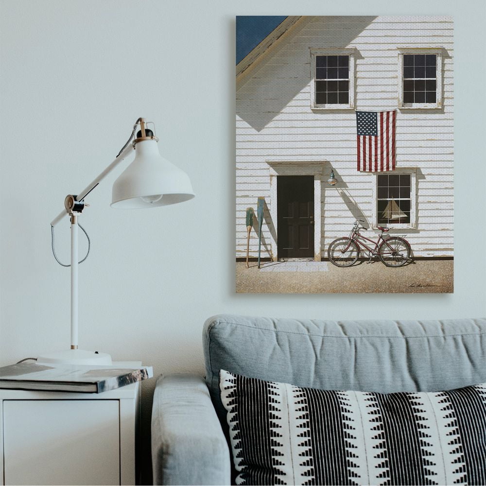 Stupell Industries Americana Cape House Front Vintage Realistic Painting Canvas Wall Art Design by Zhen-Huan Lu, 36" x 48"
