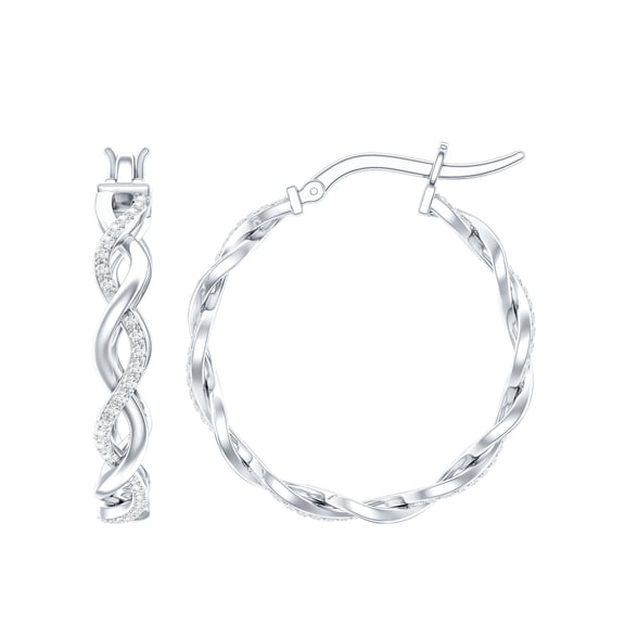 Rosec Jewels Lab Grown Diamond Earrings (Ef-Vs Grade) - Infinity Hoops with Snap Back - Cocktail Earrings - with Jewelry Box, 10K White Gold
