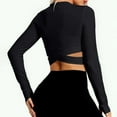 thumbnail image 4 of OSOLU Solid Color Women Crop Tops Tummy Long Sleeve Yoga Running Shirts Gym Workout Tank Tops Fashionable Dailywear, 4 of 6