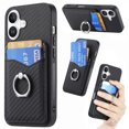 thumbnail image 1 of For Iphone 16 Plus Carbon Fiber Card Wallet Ring Phone Case(Black),iPhone 14 Pro Max, 1 of 6