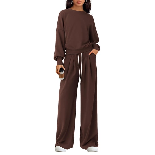 Conjunto de Lounge PRETTYGARDEN para Mujer 2 Piezas Marrón XXL
