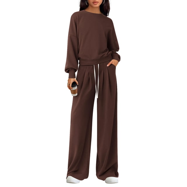 Conjunto de Lounge PRETTYGARDEN para Mujer 2 Piezas Marrón XXL