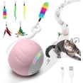 thumbnail image 2 of Interactive   for Indoor (Sounds&Touch Control)   -Automatic Moving  Ball - Slow 2Speed with Feathers Tail&Lights for Kittens,Older Cats,Bored Cats,Ferret,, 2 of 7