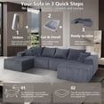 thumbnail image 4 of Aukfa 115" Cloud Sectional Sofa U Shape Modular Boneless Couch for Living Room, 2 Ottoman&Pillows, Corduroy, Gray, 4 of 10