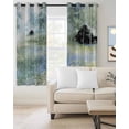 thumbnail image 2 of Spring Grey Green Kitchen Curtains Country Oil Painting Cabin Flowers Trees Cafe Short Curtains for Bathroom Blackout Window Curtain Small Window Treatment Drapes for Bedroom Living Room 27.5"x39"x2, 2 of 9