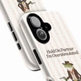 thumbnail image 2 of Funny Cowboy Frog Phone Case with Quote Hold On Partner I'm Overstimulated, Cute Animal Illustration iPhone Case Soft Protective Cover for iPhone 17 16 15 14 13 12 11 Plus Pro Max Mini, 2 of 6