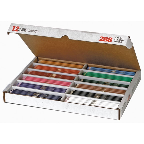 Prang Colored Woodcase pencl, 3.3 mm, 12 Asstd Colors, 288 pencl/Box -DIX82408