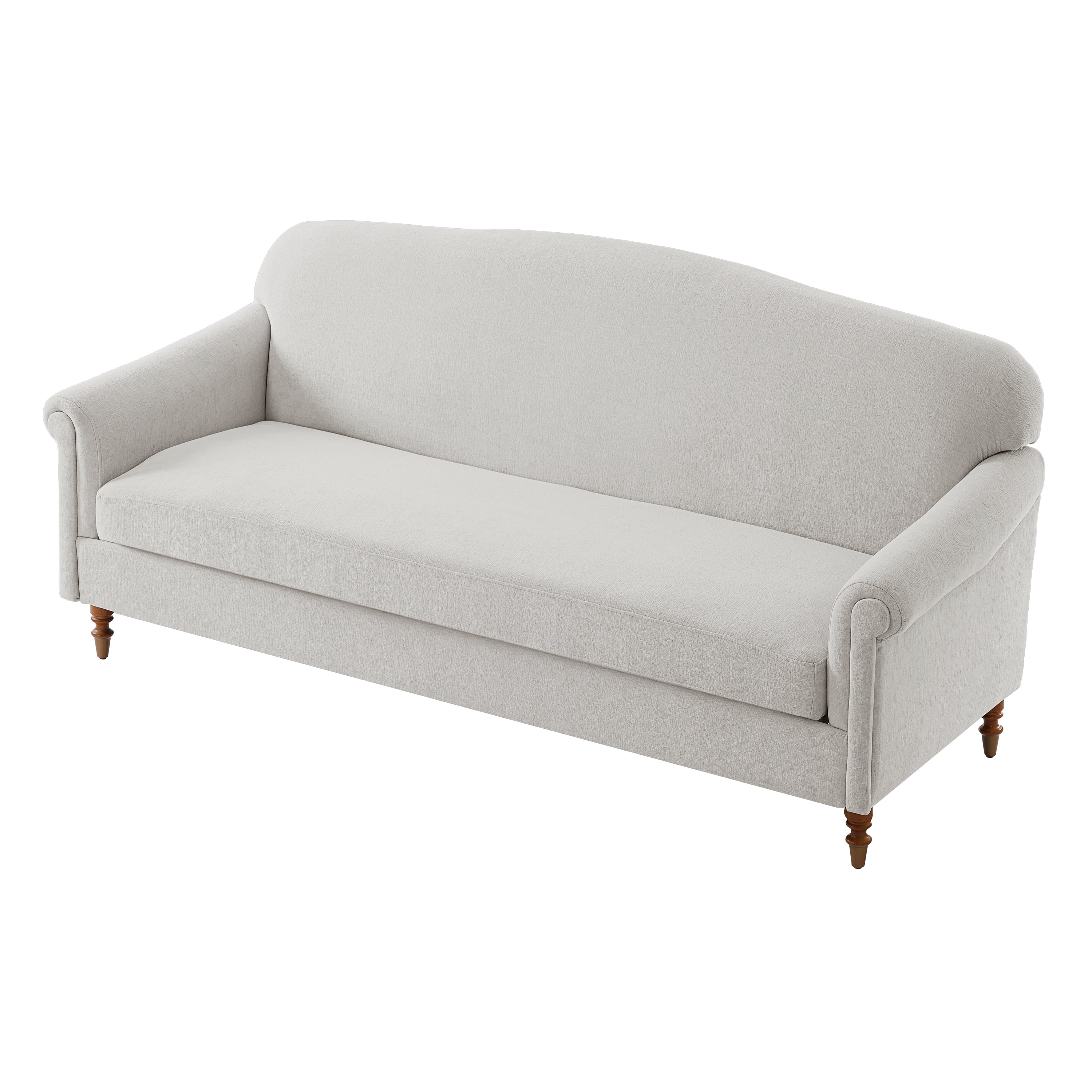 Elegant 77.5-Inch Loveseat Sofa with Rolled Arms and Chenille Upholstery, 2-Seater Couch for Living Room and Reading Corner, Light Grey