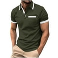 thumbnail image 2 of Men's Polos Short Sleeve WIth Pocket Fashion Comfy Solid Short Sleeve Turndown Collar Regular Casual Shirt, 2 of 6
