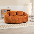 thumbnail image 2 of High Back Bean Bag Chair Couch, Giant Lazy Floor Loveseat Sofa with 2 Pillows&Armrests, Comfort Boucle Stuffed Lounger Chairs  for Kids, Adults, Couple, Orange, 2 of 8