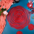 thumbnail image 4 of 6 Manteles Individuales y Posavasos Rojos de Vinilo Prensado,Manteles Individuales Redondos Rosas 15 Pulgadas, Manteles Individuales para Mesa de Comedor, Centro de Mesa de Comedor, 4 of 5
