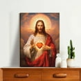 thumbnail image 2 of Unframed Sacred Heart of Jesus Picture Wall Art Divine Mercy Picture Canvas Wall Decor Christ Jesus Portrait Poster Prints Christian Religious Artwork for Living Room Bedroom, 2 of 3