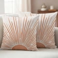 thumbnail image 5 of 2 Pack Outdoor Waterproof Throw Pillows, Bohemian Orange Sun Light Decorative Square Pillow Case Patio Pillows for Chair Couch Sofa 16x16in, 5 of 9